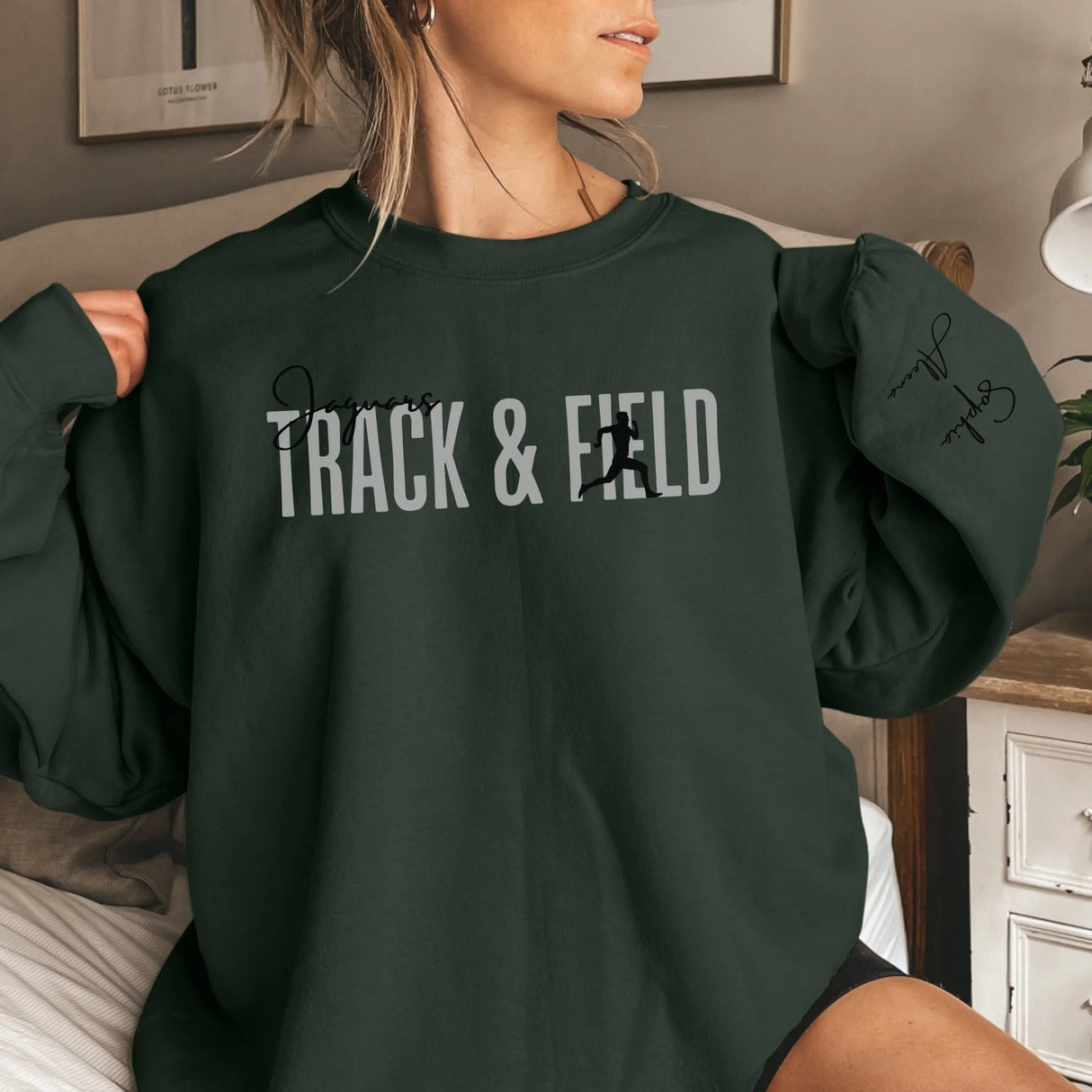 Personalized Sprint on a Sweatshirt With Modern Bold Design and Sprinter Name on Sleeve on a Sweatshirt