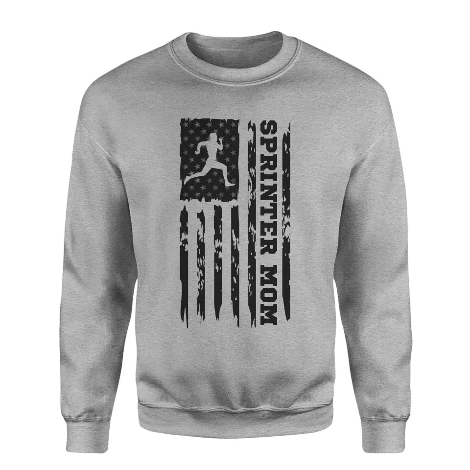 Sprint Mom Vertical Flag on a Sweatshirt with a Black Graphic