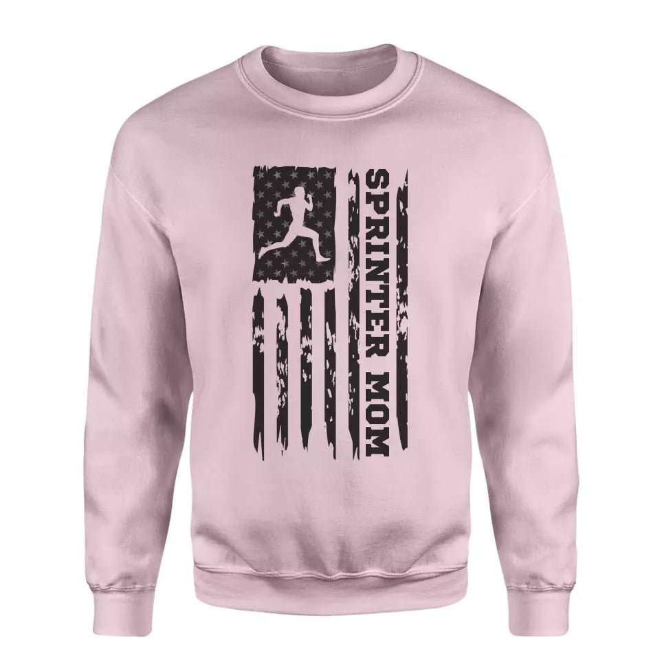 Sprint Mom Vertical Flag on a Sweatshirt with a Black Graphic