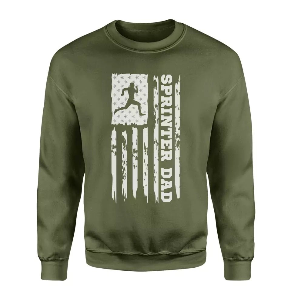 Sprint Dad Vertical Flag on a Sweatshirt with a White Graphic