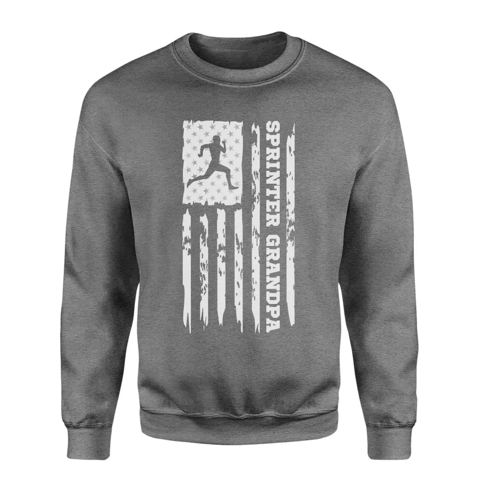 Sprint Grandpa Vertical Flag on a Sweatshirt with a White Graphic