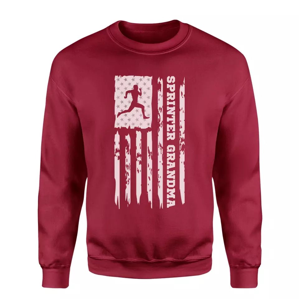 Sprint Grandma Vertical Flag on a Sweatshirt with a White Graphic