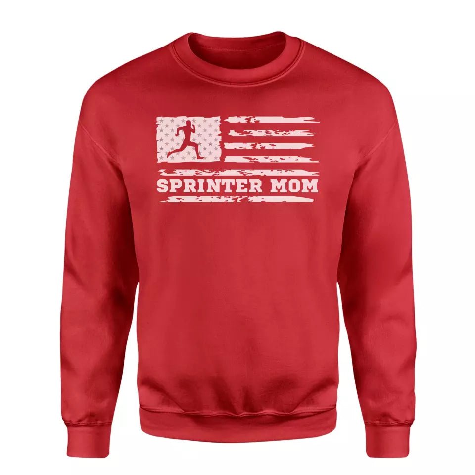 Sprint Mom Horizontal Flag on a Sweatshirt with a White Graphic