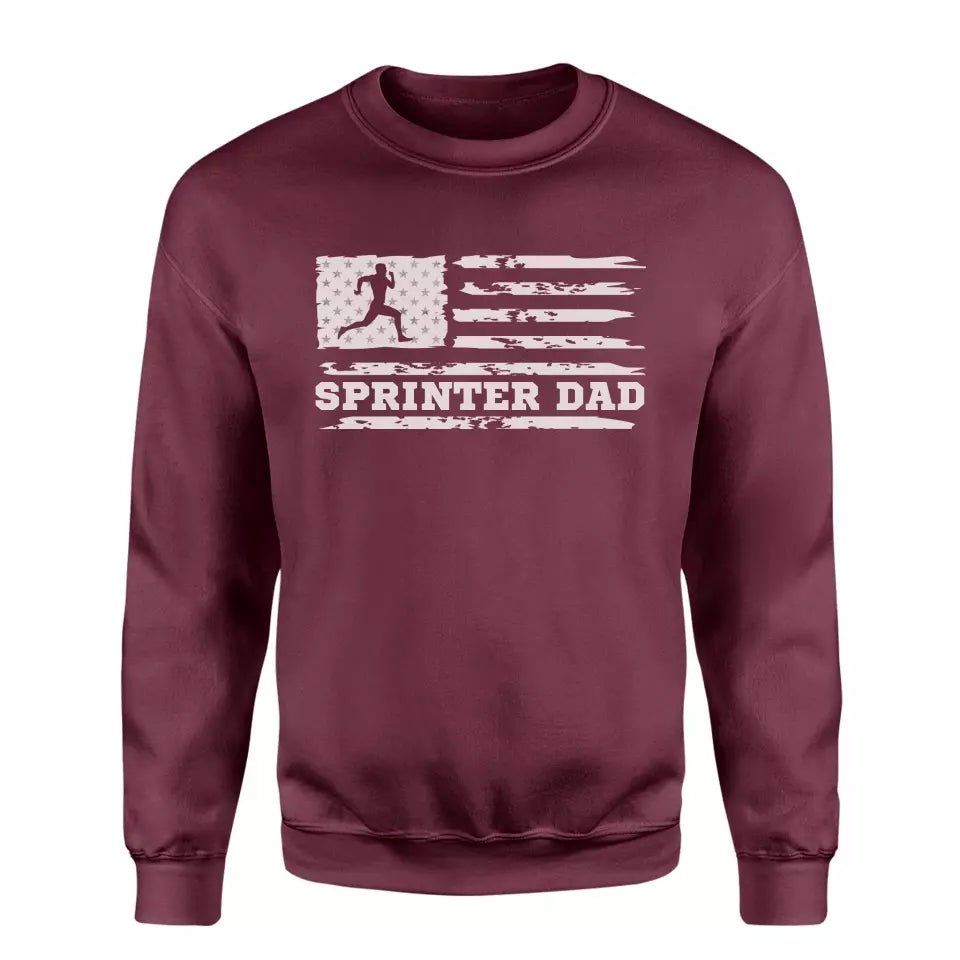Sprint Dad Horizontal Flag on a Sweatshirt with a White Graphic