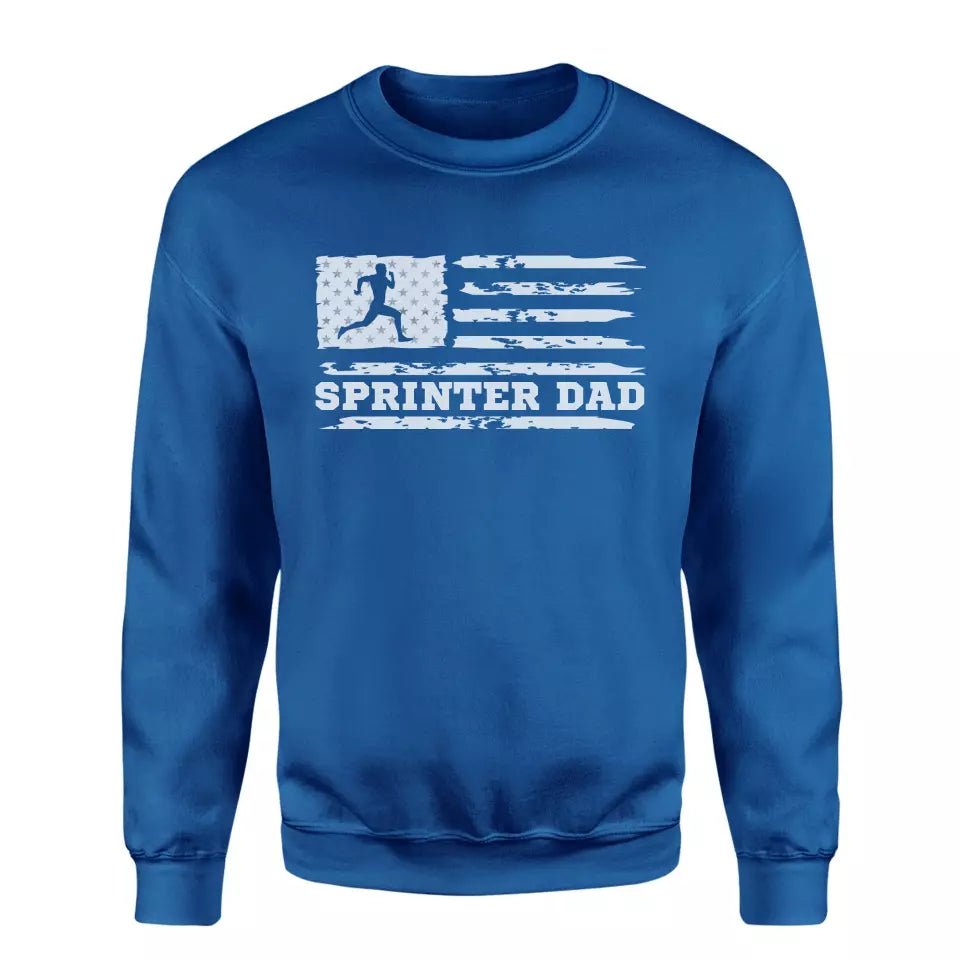 Sprint Dad Horizontal Flag on a Sweatshirt with a White Graphic