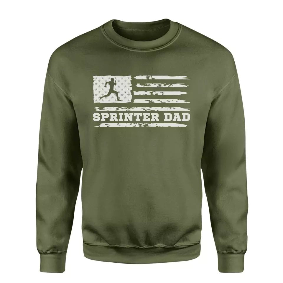 Sprint Dad Horizontal Flag on a Sweatshirt with a White Graphic