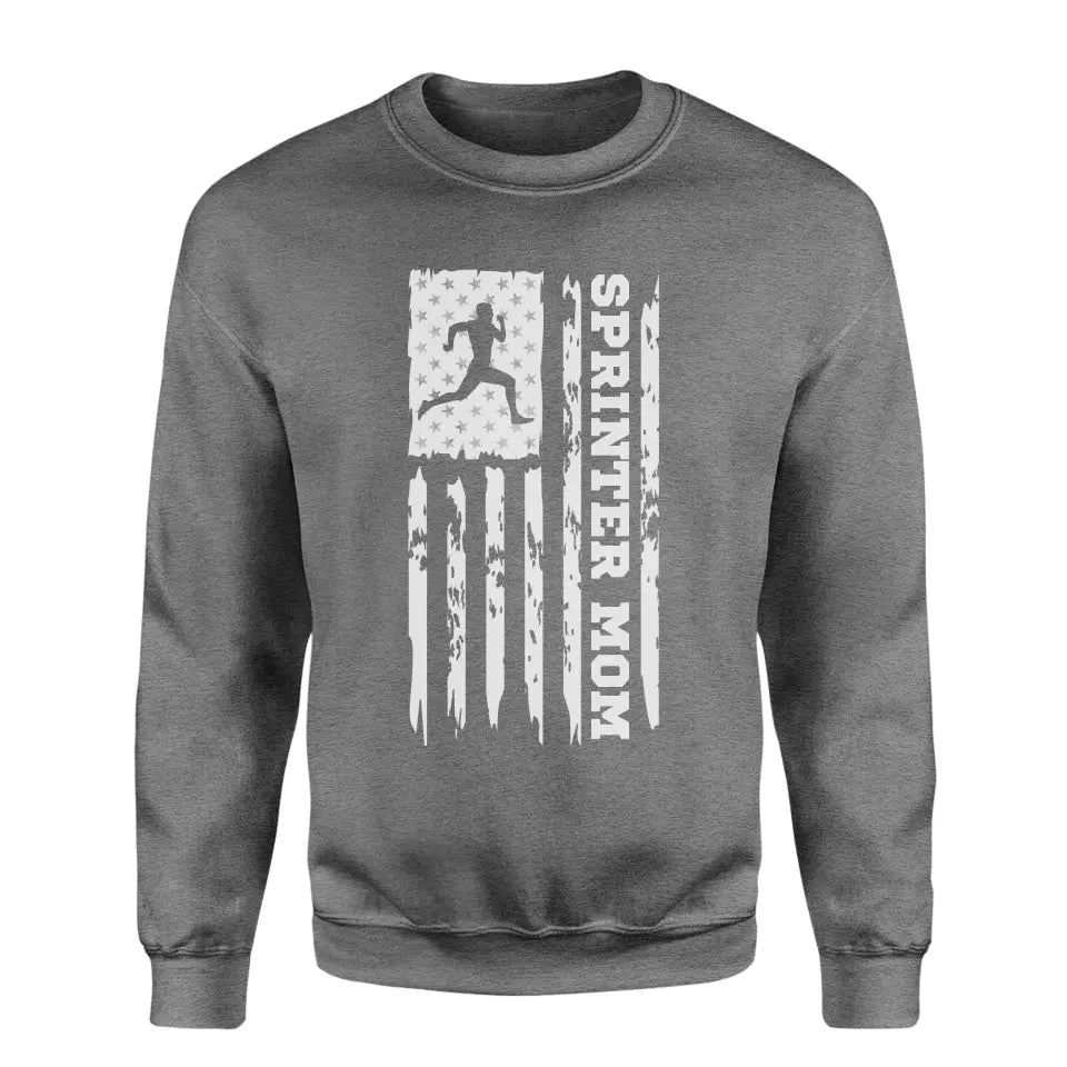 Sprint Mom Vertical Flag on a Sweatshirt with a White Graphic
