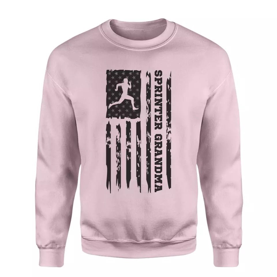 Sprint Grandma Vertical Flag on a Sweatshirt with a Black Graphic