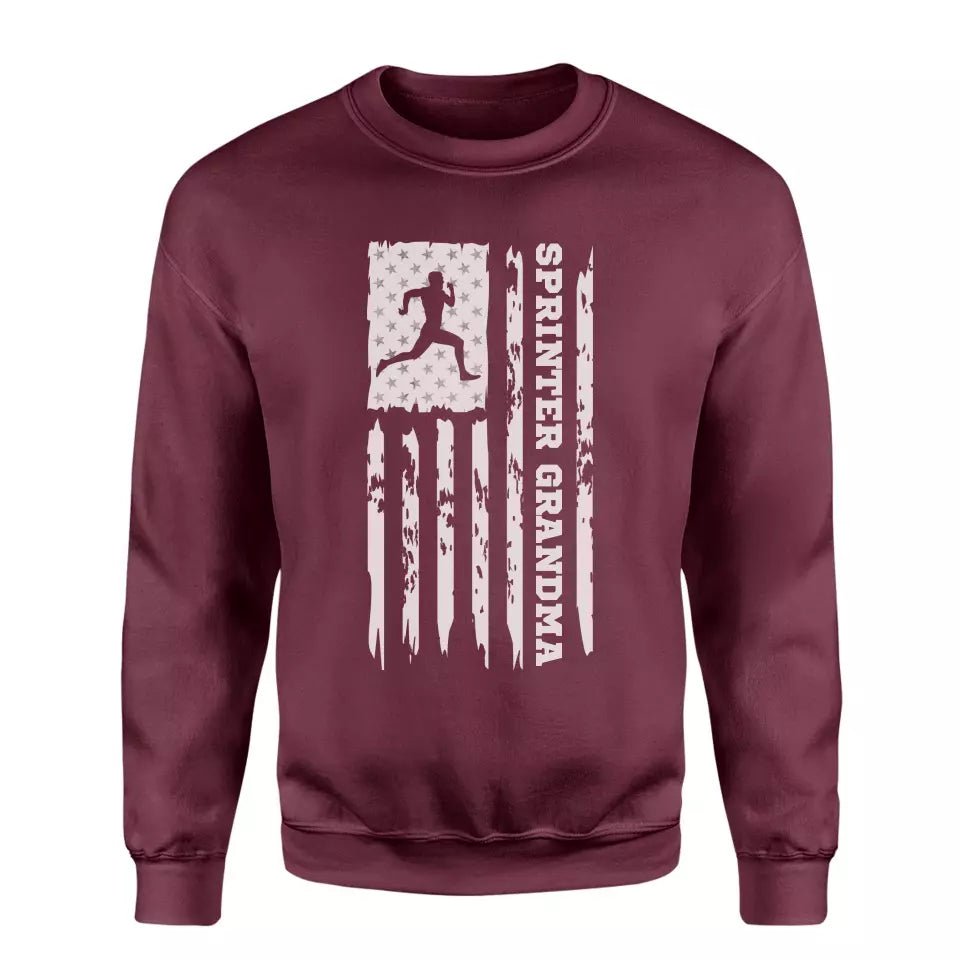 Sprint Grandma Vertical Flag on a Sweatshirt with a White Graphic
