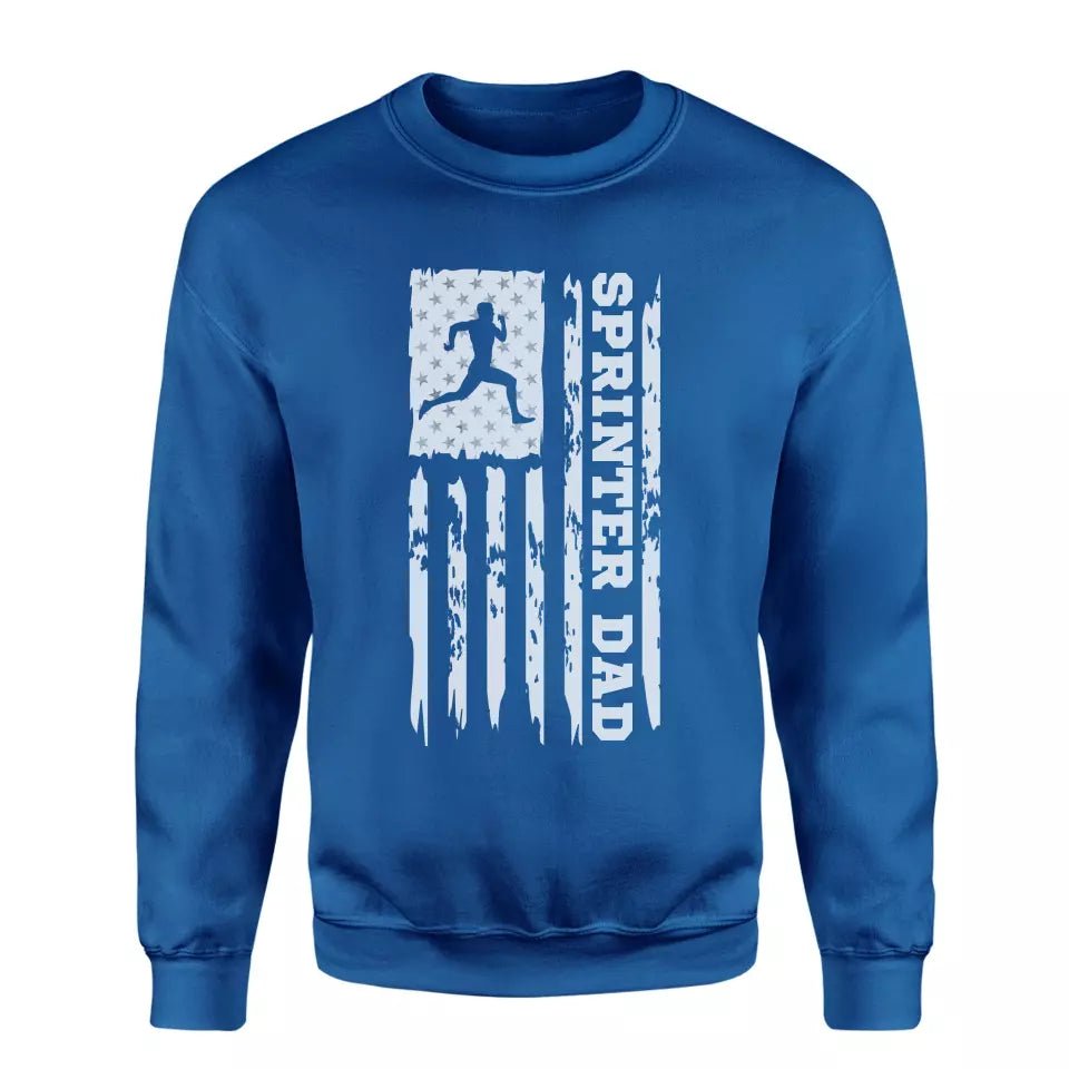 Sprint Dad Vertical Flag on a Sweatshirt with a White Graphic