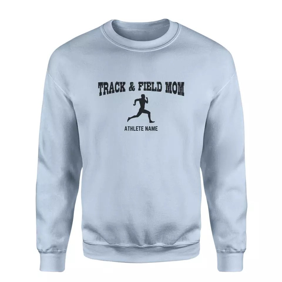 Sprint Mom with Sprinter Icon and Sprinter Name on a Sweatshirt with a Black Graphic