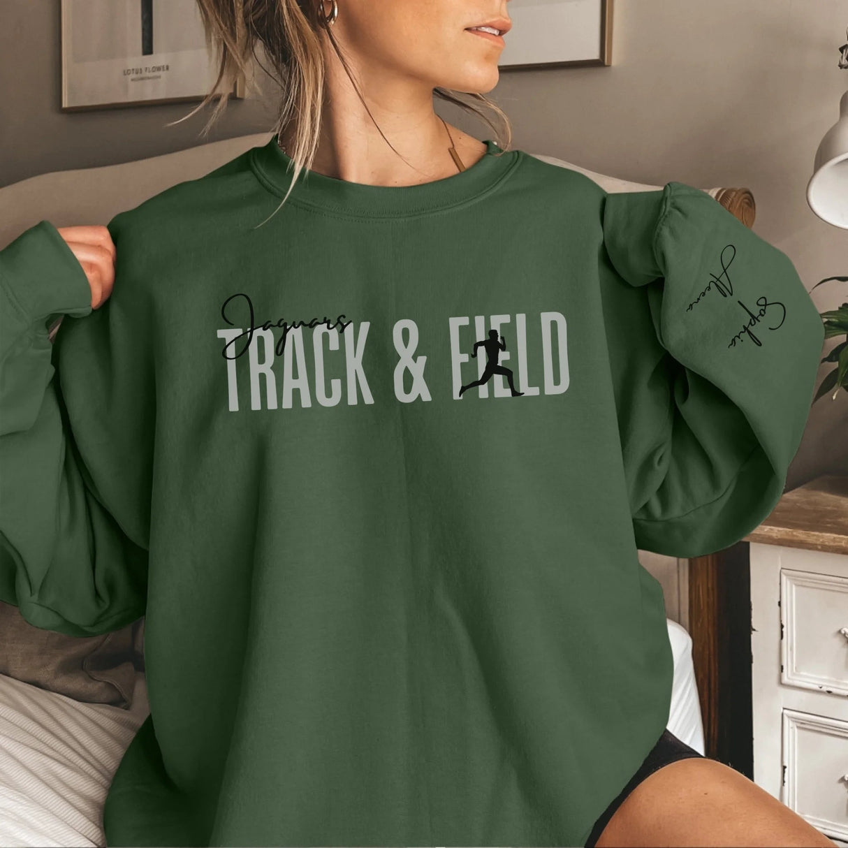 Personalized Sprint on a Sweatshirt With Modern Bold Design and Sprinter Name on Sleeve on a Sweatshirt