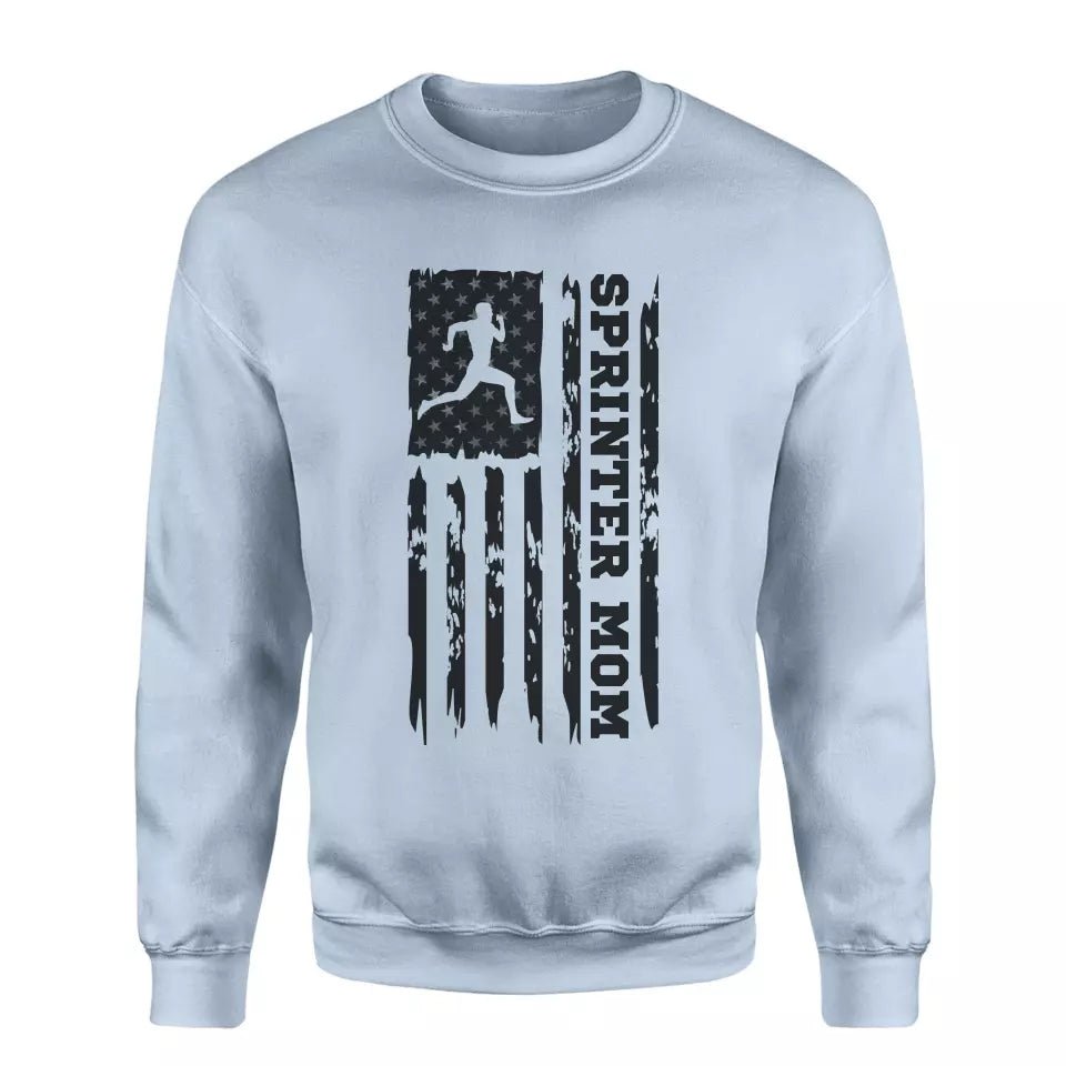 Sprint Mom Vertical Flag on a Sweatshirt with a Black Graphic