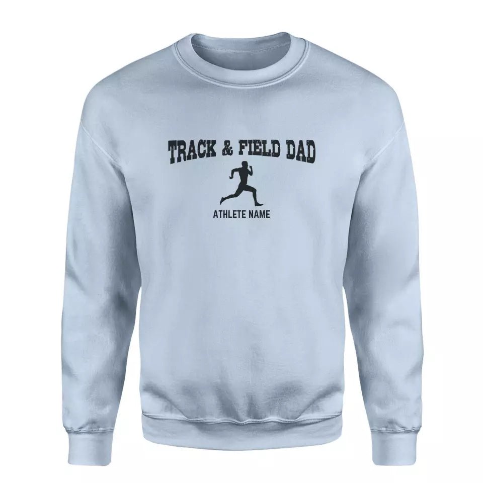 Sprint Dad with Sprinter Icon and Sprinter Name on a Sweatshirt with a Black Graphic