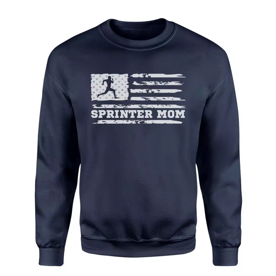 Sprint Mom Horizontal Flag on a Sweatshirt with a White Graphic