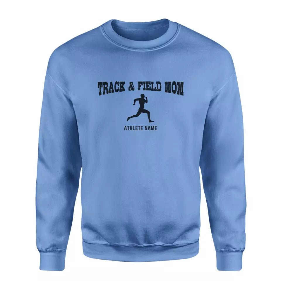 Sprint Mom with Sprinter Icon and Sprinter Name on a Sweatshirt with a Black Graphic