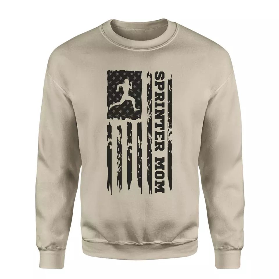 Sprint Mom Vertical Flag on a Sweatshirt with a Black Graphic