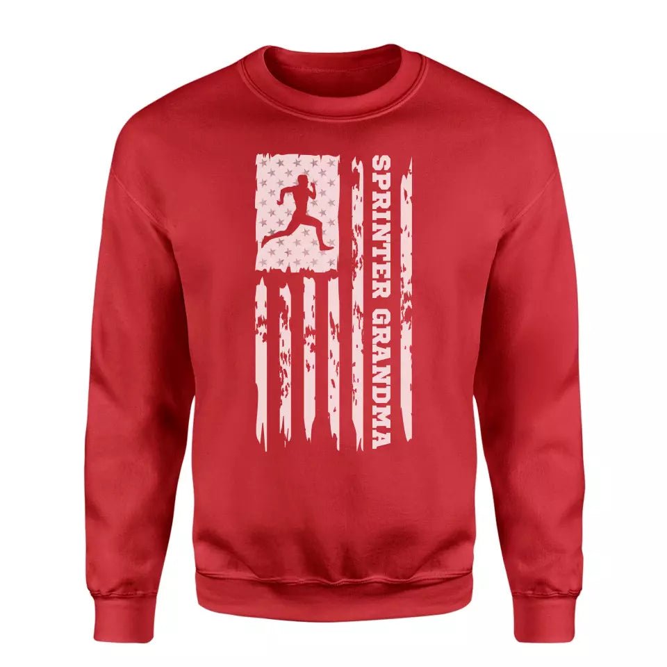 Sprint Grandma Vertical Flag on a Sweatshirt with a White Graphic