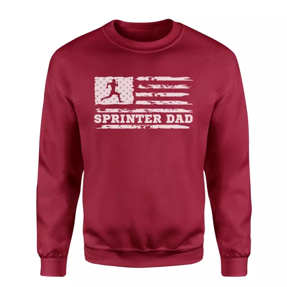 Sprint Dad Horizontal Flag on a Sweatshirt with a White Graphic