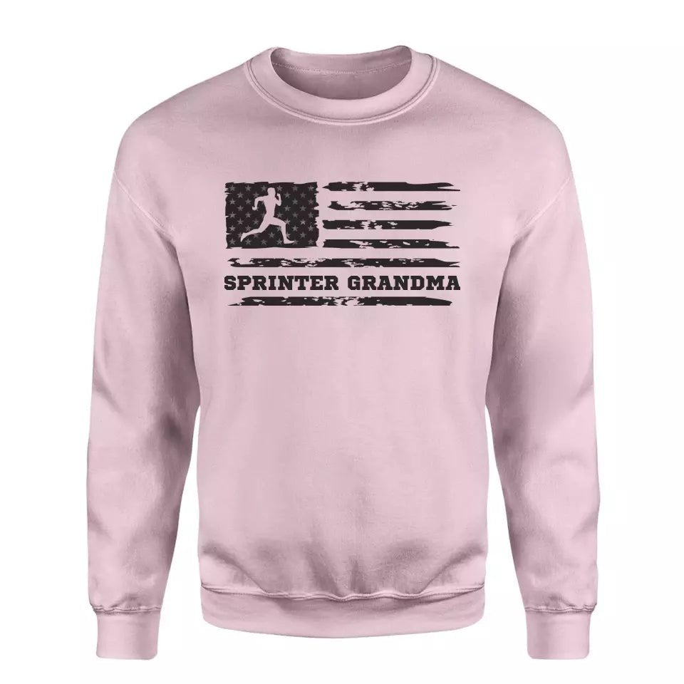 Sprint Grandma Horizontal Flag on a Sweatshirt with a Black Graphic
