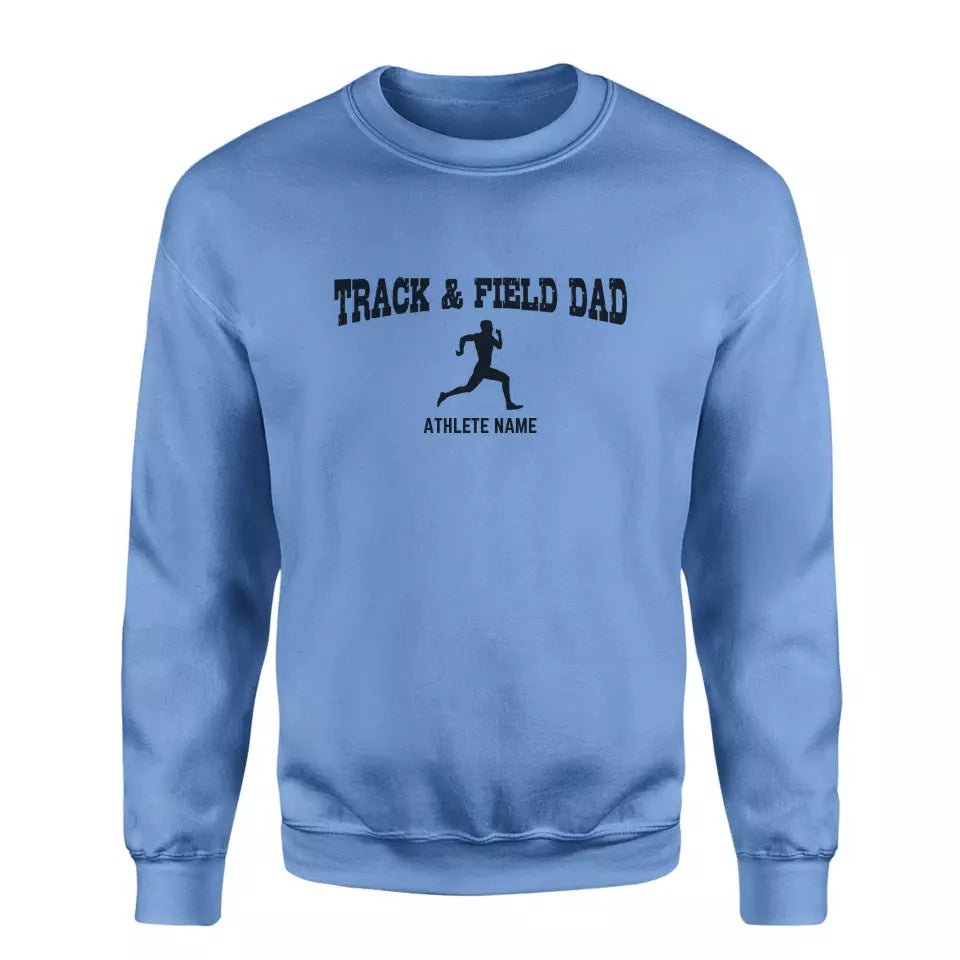 Sprint Dad with Sprinter Icon and Sprinter Name on a Sweatshirt with a Black Graphic