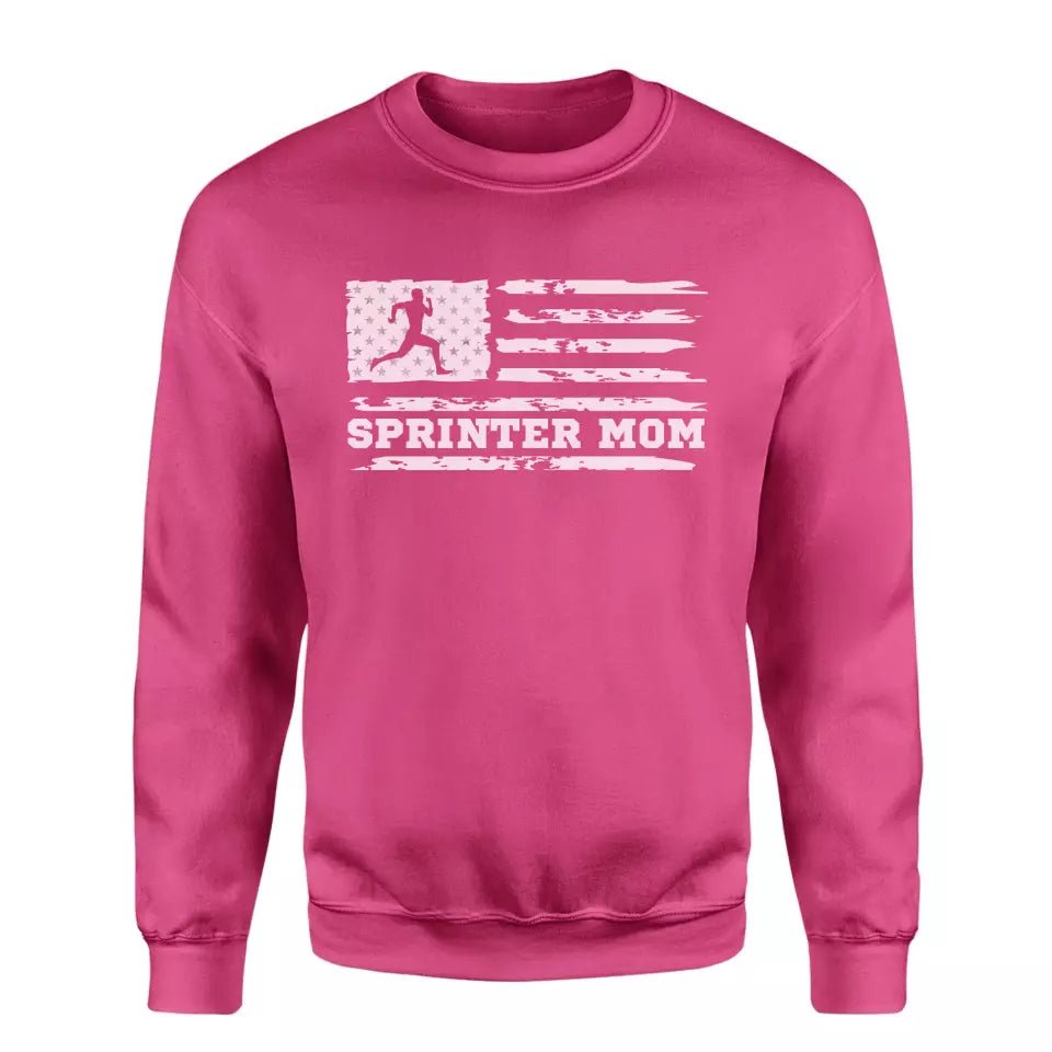 Sprint Mom Horizontal Flag on a Sweatshirt with a White Graphic