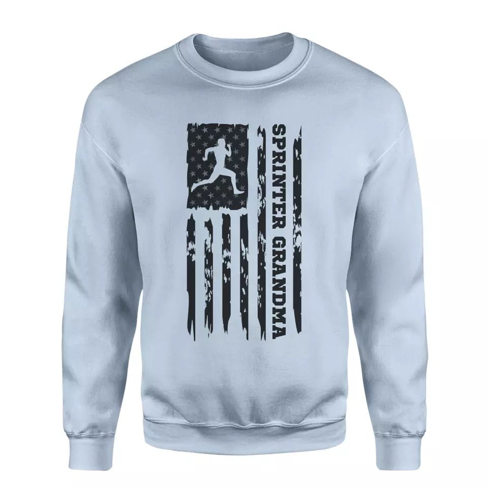 Sprint Grandma Vertical Flag on a Sweatshirt with a Black Graphic