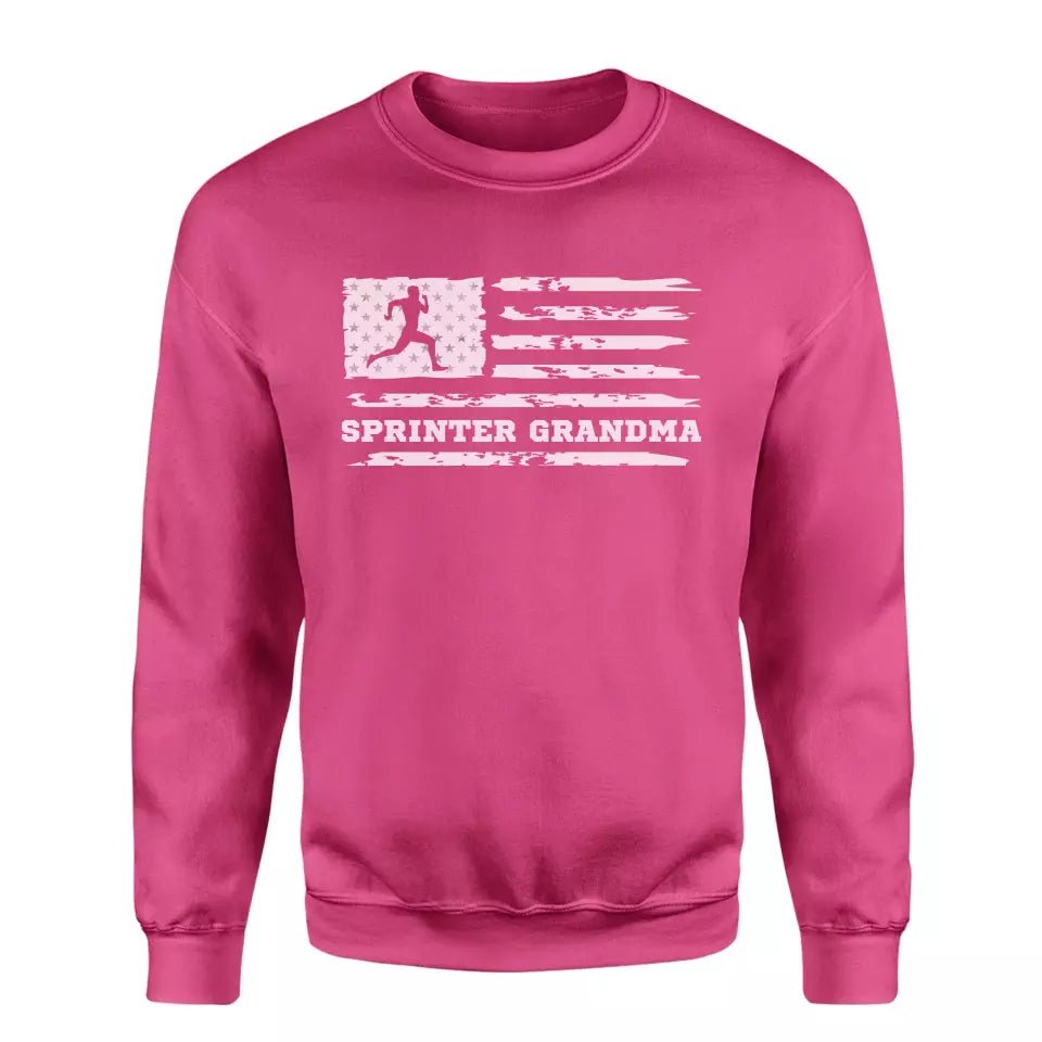 Sprint Grandma Horizontal Flag on a Sweatshirt with a White Graphic