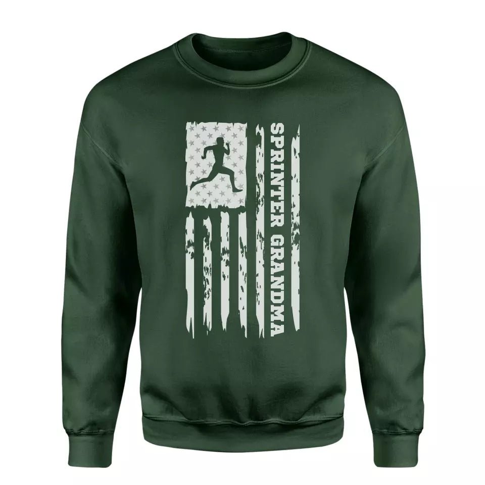 Sprint Grandma Vertical Flag on a Sweatshirt with a White Graphic