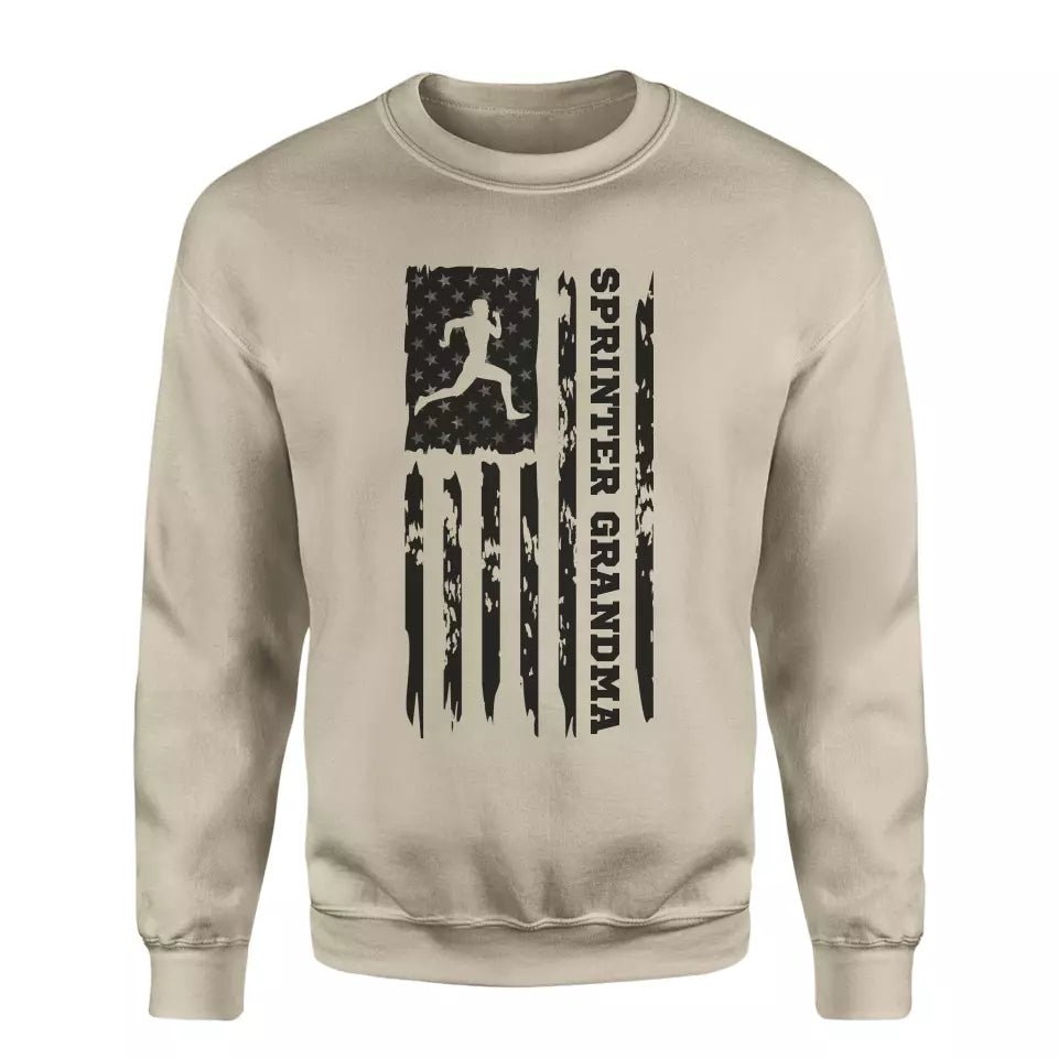 Sprint Grandma Vertical Flag on a Sweatshirt with a Black Graphic
