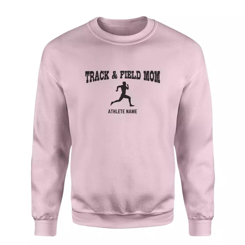 Sprint Mom with Sprinter Icon and Sprinter Name on a Sweatshirt with a Black Graphic