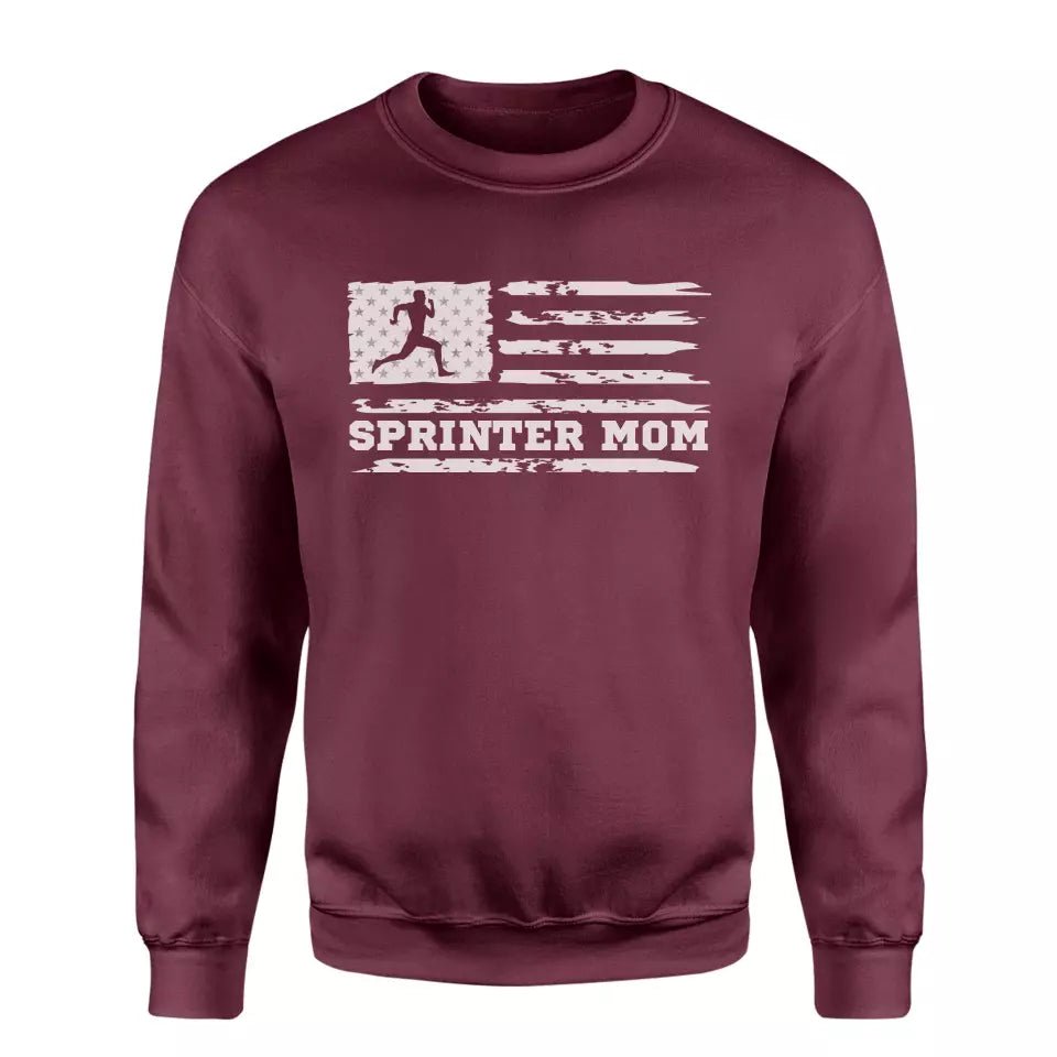 Sprint Mom Horizontal Flag on a Sweatshirt with a White Graphic