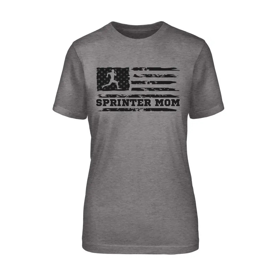 Sprint Mom Horizontal Flag on a Unisex T-Shirt with a Black Graphic