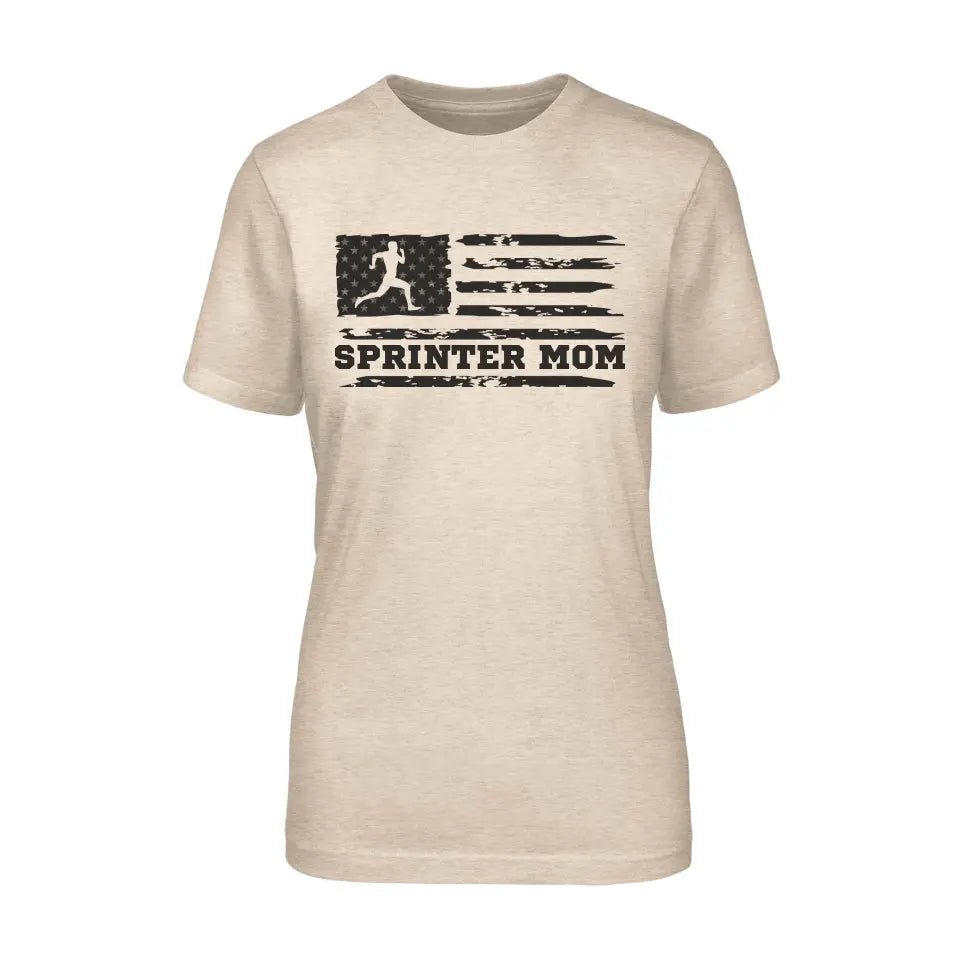 Sprint Mom Horizontal Flag on a Unisex T-Shirt with a Black Graphic