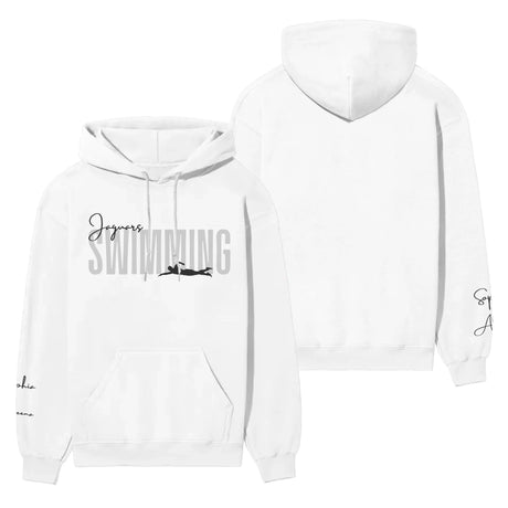Personalized Swimming on a Hoodie With Modern Bold Designs and Swimmer Name on Sleeve on a Hoodie