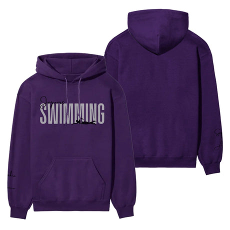 Personalized Swimming on a Hoodie With Modern Bold Designs and Swimmer Name on Sleeve on a Hoodie