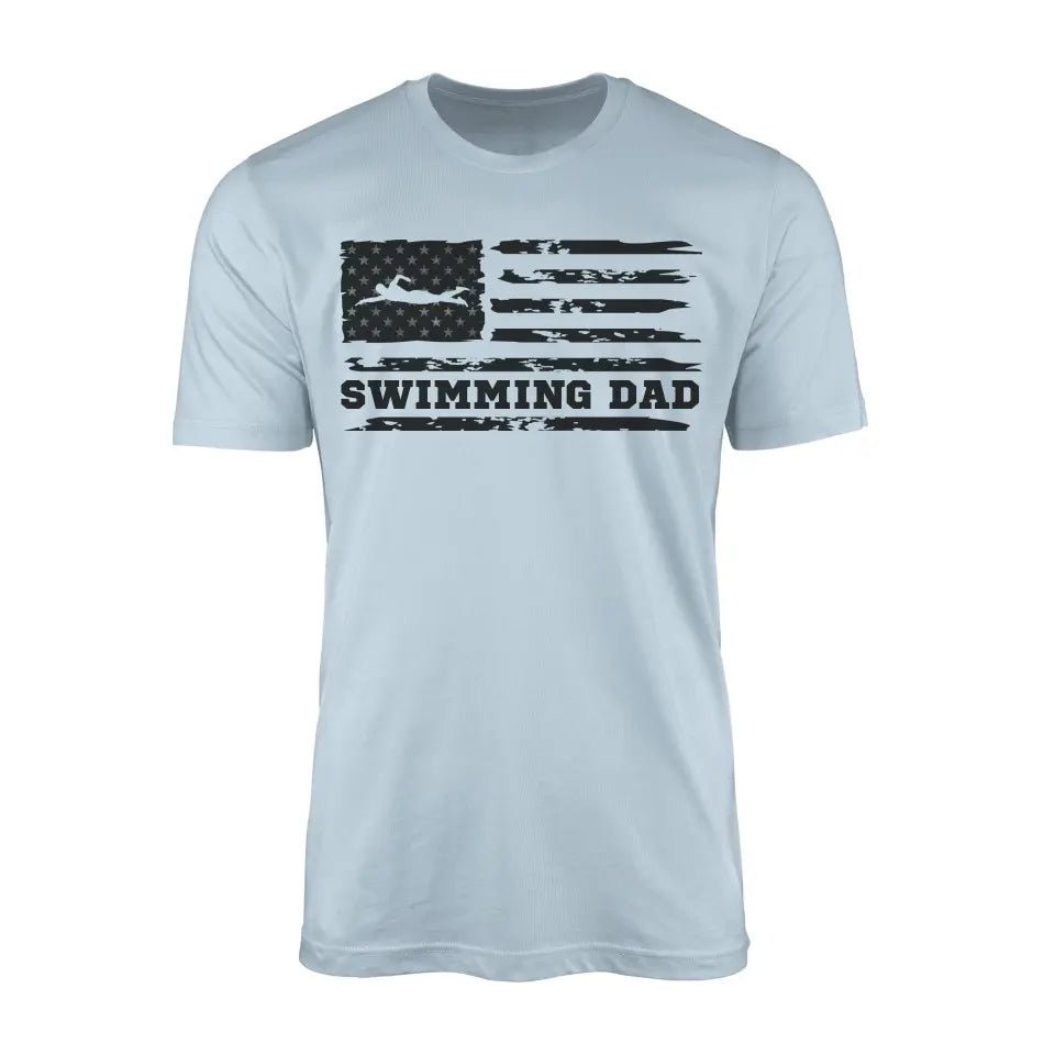 Swimming Dad Horizontal Flag on a Men's T-Shirt with a Black Graphic