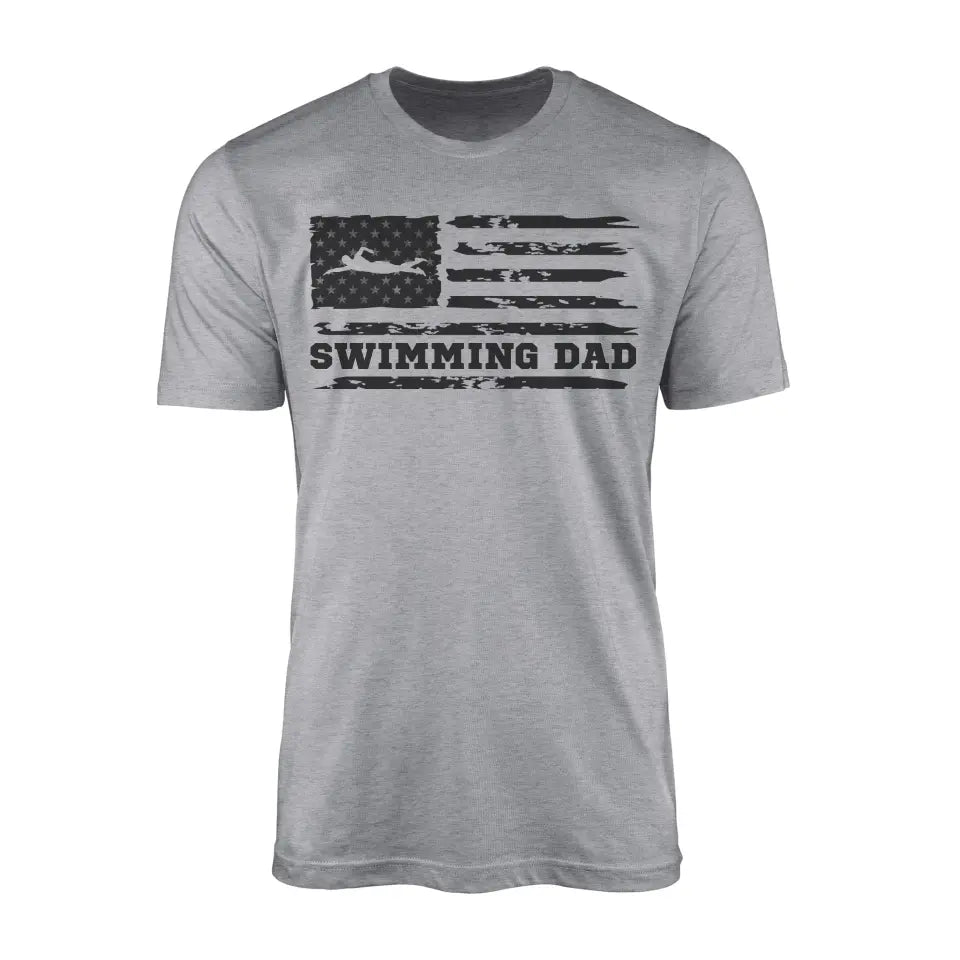 Swimming Dad Horizontal Flag on a Men's T-Shirt with a Black Graphic