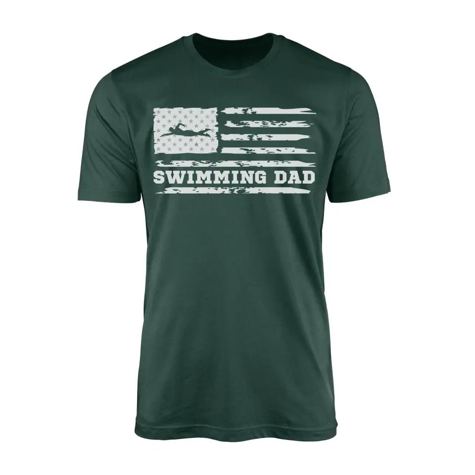 Swimming Dad Horizontal Flag on a Men's T-Shirt with a White Graphic