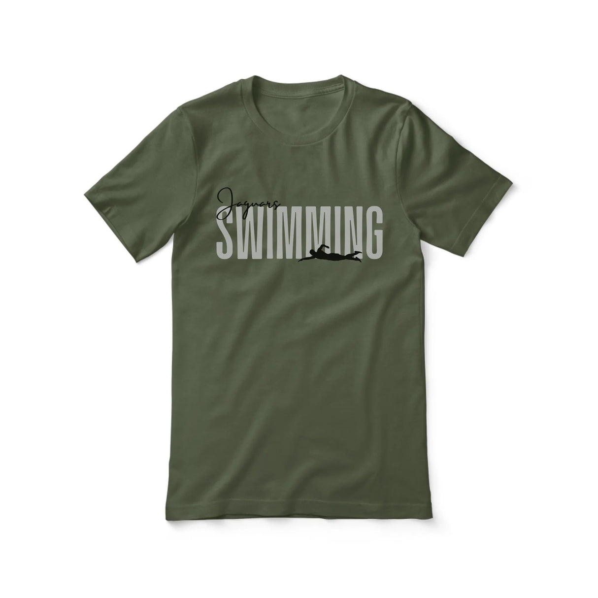 Personalized Swimming Shirt With Modern Bold Design on a Unisex T-Shirt