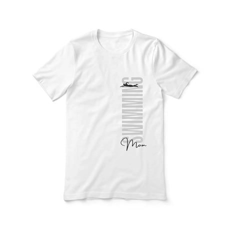 Personalized Swimming Mom Shirt With Mascot, Icon, and Swimmer Name on a Unisex T-Shirt