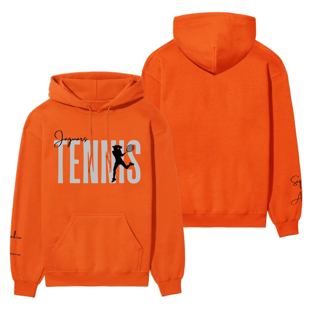 Personalized Tennis on a Hoodie With Modern Bold Designs and Tennis Player Name on Sleeve on a Hoodie
