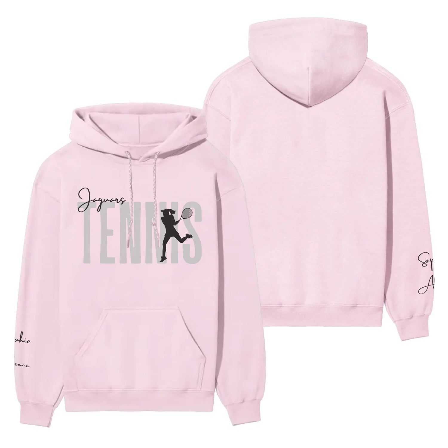 Personalized Tennis on a Hoodie With Modern Bold Designs and Tennis Player Name on Sleeve on a Hoodie