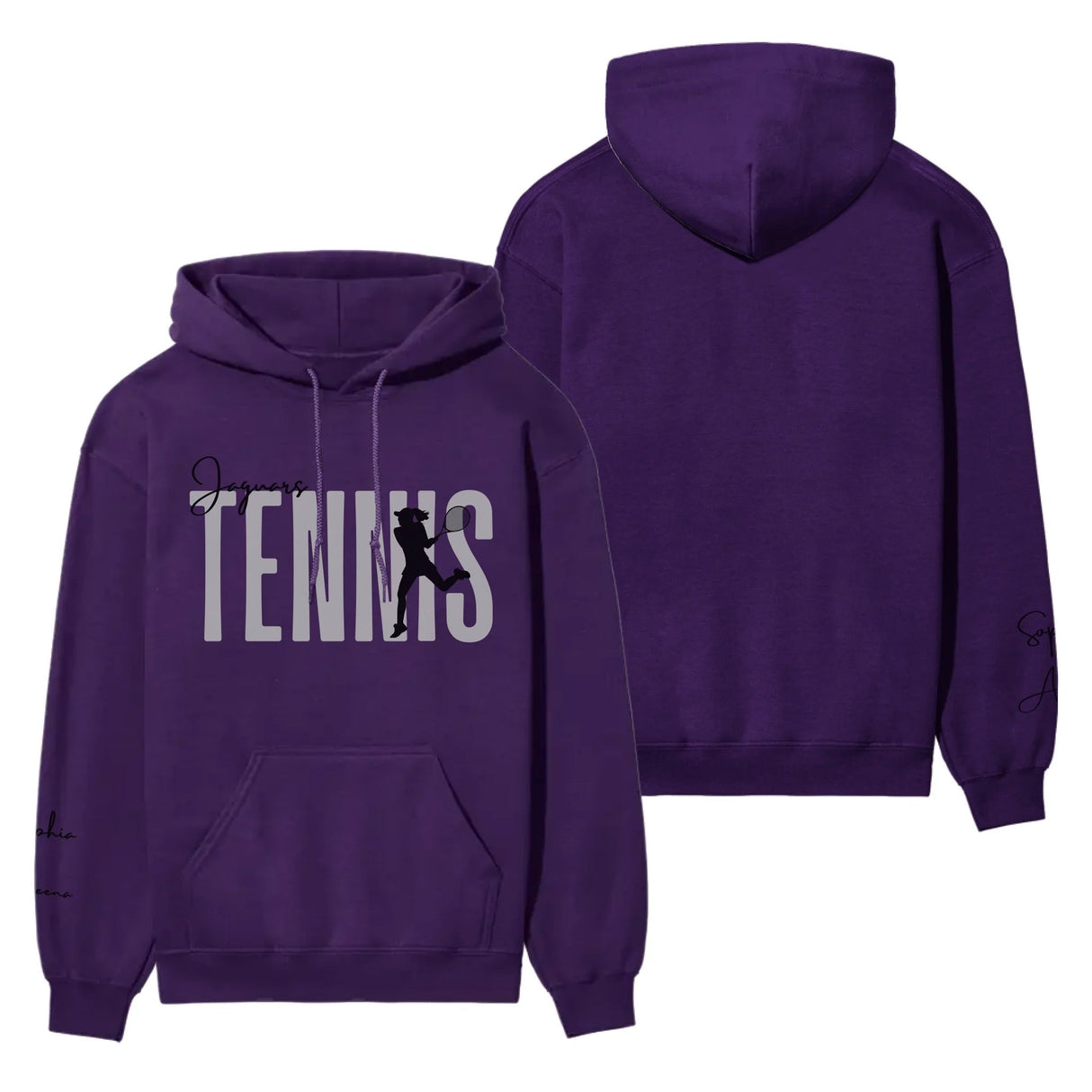 Personalized Tennis on a Hoodie With Modern Bold Designs and Tennis Player Name on Sleeve on a Hoodie