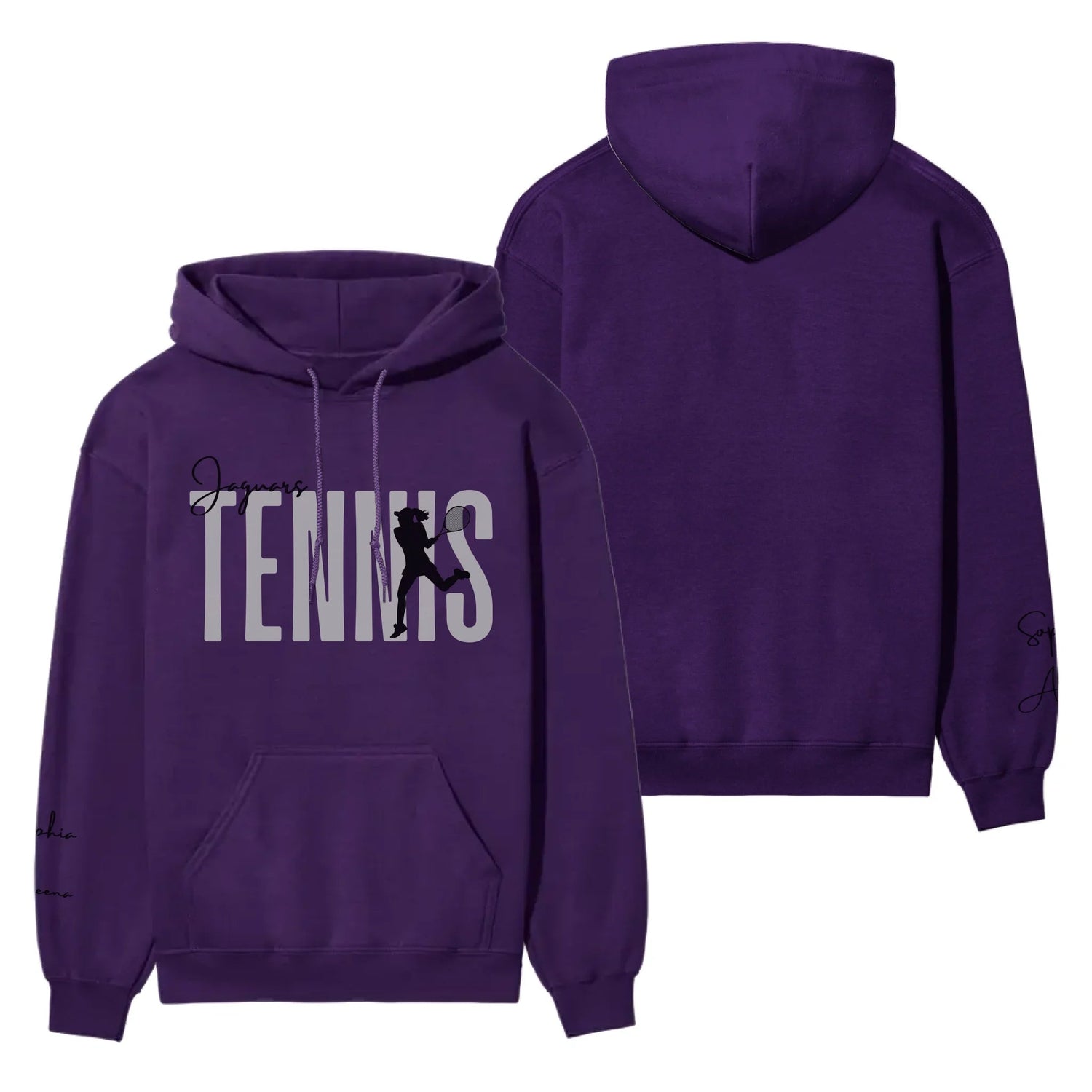Personalized Tennis on a Hoodie With Modern Bold Designs and Tennis Player Name on Sleeve on a Hoodie