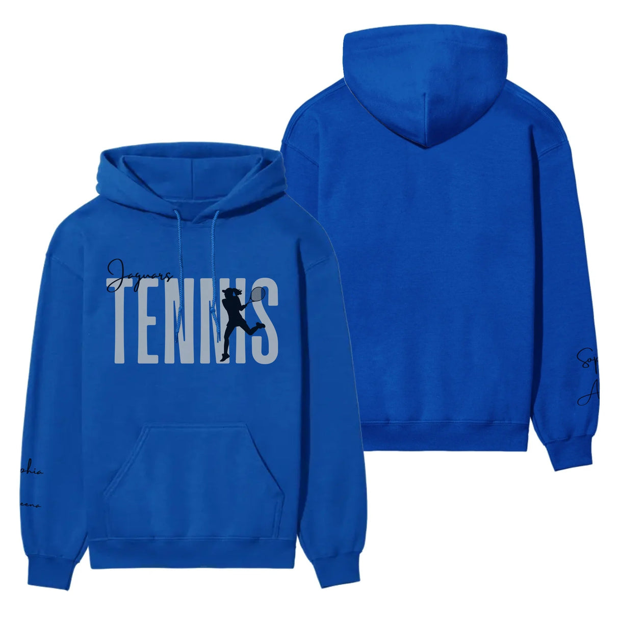 Personalized Tennis on a Hoodie With Modern Bold Designs and Tennis Player Name on Sleeve on a Hoodie