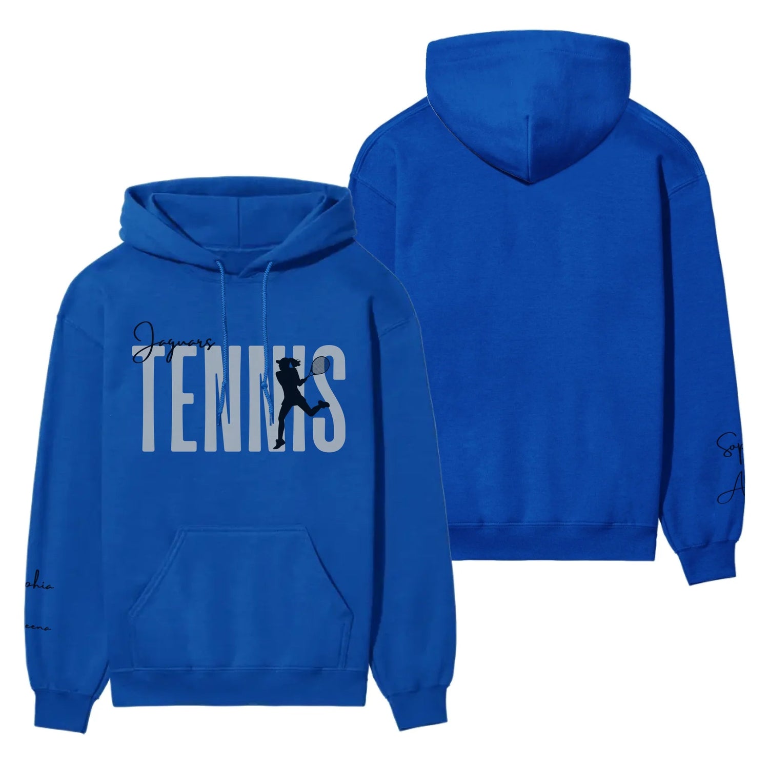 Personalized Tennis on a Hoodie With Modern Bold Designs and Tennis Player Name on Sleeve on a Hoodie