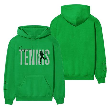 Personalized Tennis on a Hoodie With Modern Bold Designs and Tennis Player Name on Sleeve on a Hoodie