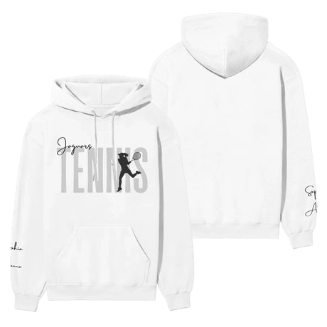 Personalized Tennis on a Hoodie With Modern Bold Designs and Tennis Player Name on Sleeve on a Hoodie