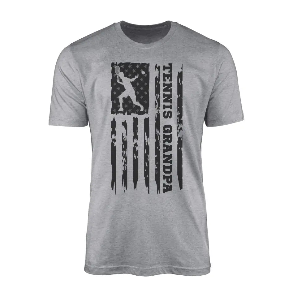 Tennis Grandpa Vertical Flag on a Men's T-Shirt with a Black Graphic